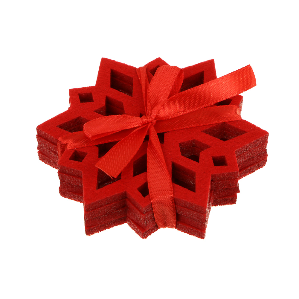 PROVANCE Винтер Подставка фетровая 4шт, 10см, 100% полиэстер, красный, арт.№ 492-179