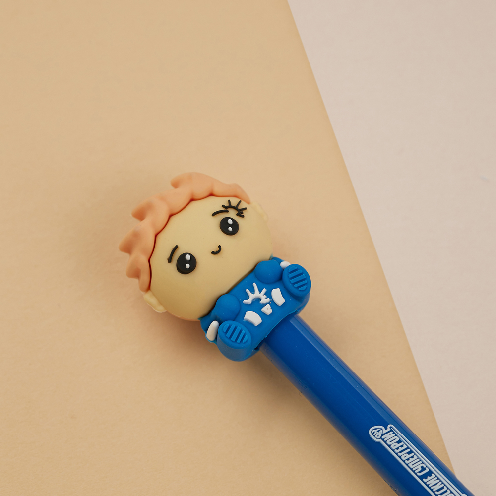 Авторучка шар. BY Русские Супергерои "Кавай" синяя, с фигуркой в форме супергероя, 4 диз., дисплей, арт.№ 591-041