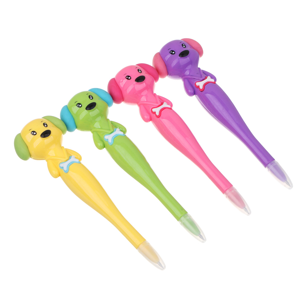 Ручка шариковая в форме собачки, синяя, пластик, длина корпуса 15см, 4 дизайна, арт.№ 591-043