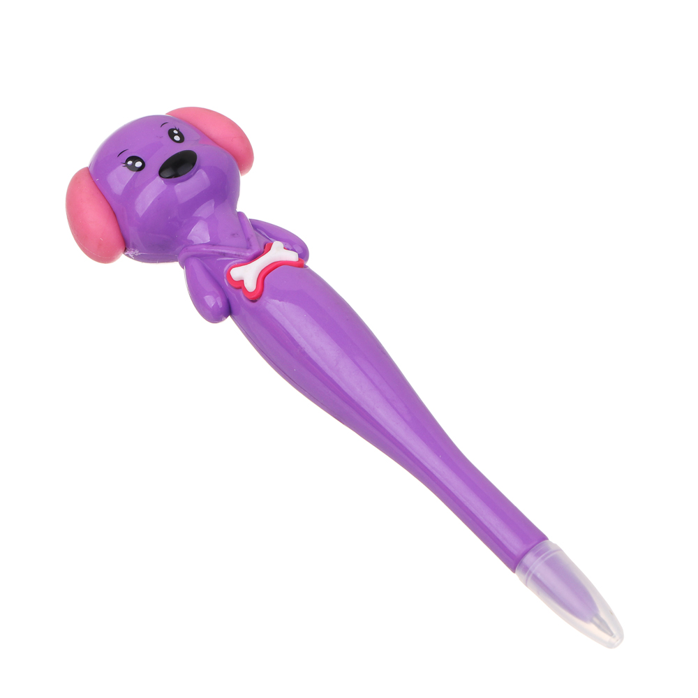 Ручка шариковая в форме собачки, синяя, пластик, длина корпуса 15см, 4 дизайна, арт.№ 591-043
