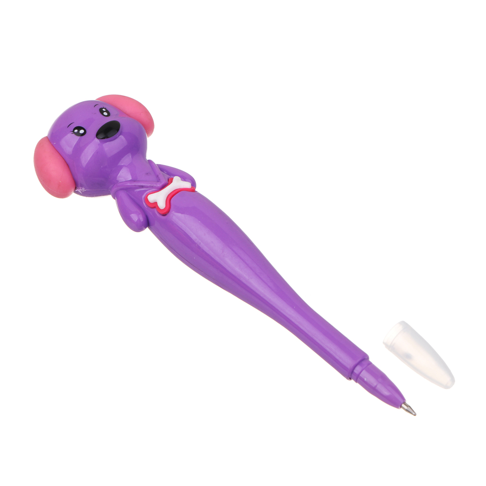Ручка шариковая в форме собачки, синяя, пластик, длина корпуса 15см, 4 дизайна, арт.№ 591-043