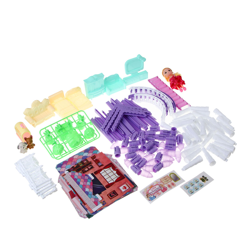 ИГРОЛЕНД Дом для куклы с акс., питомцами и куклой, 113 пред., ABS, PP, полиэстер, 30х8х23 см, арт.№ 278-136