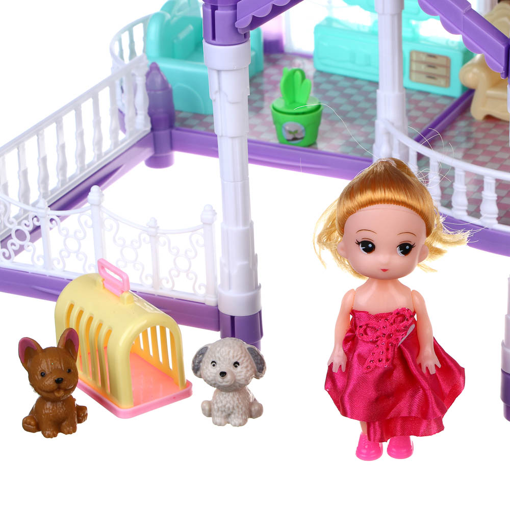 ИГРОЛЕНД Дом для куклы с акс., питомцами и куклой, 113 пред., ABS, PP, полиэстер, 30х8х23 см, арт.№ 278-136