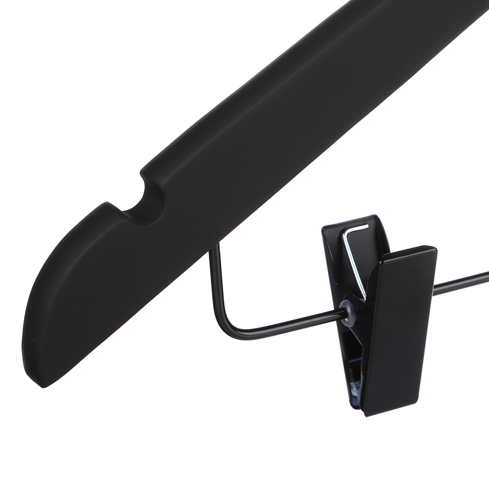 VETTA Вешалка деревянная с клипсами, софт тач, 45x26,5см, черная, арт.№ 455-008