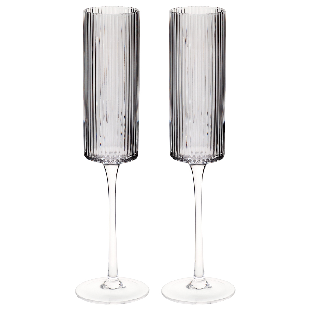 BY COLLECTION Black Line Набор бокалов для шампанского, 2шт., 200 мл, 7х25 см, стекло, арт.№ 820-850