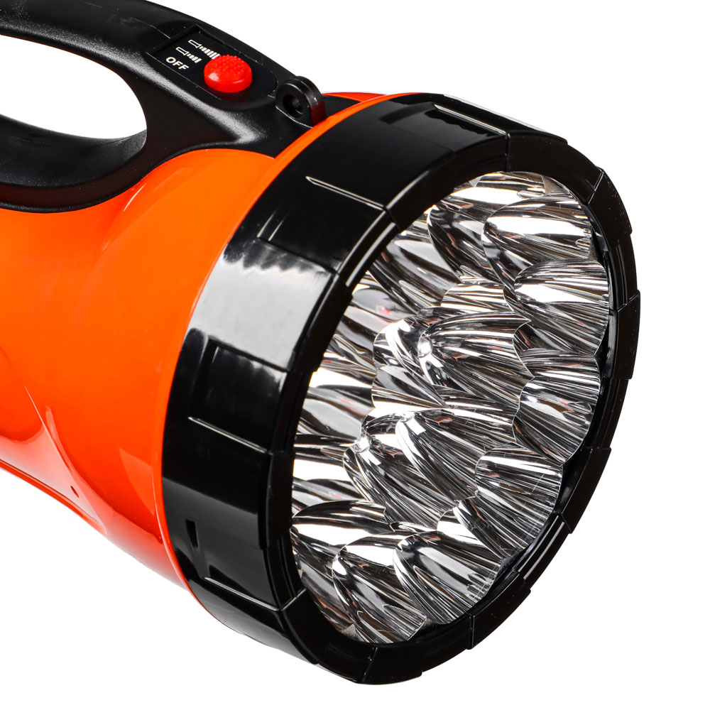 ЕРМАК Фонарь прожектор 18 ярк. LED, 3xАА / вилка 220В, пластик, 17x11 см, арт.№ 198-012