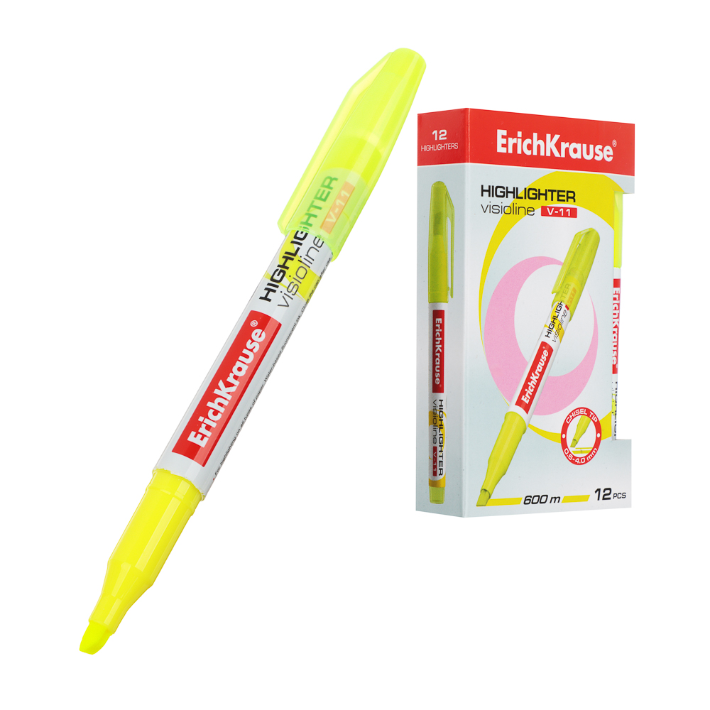 Erich Krause Маркер - выделитель "Визиолайн V-11 Неон", круглый корпус, 3 цвета, 56905, 56906, 56907, арт.№ 613-104