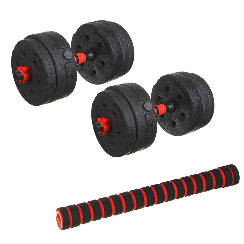 SILAPRO Набор силовой: 2 гантели,гриф,блины (1,25кг-4шт, 1,5кг-4шт, 2кг-4шт)20кг, цемент,пвх, металл, арт.№ 089-009