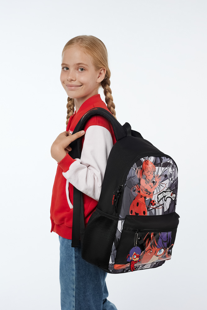 Ледибаг Рюкзак подростковый 40х30х15см, 1 отд., 3 карм., уплотненные лямки, "Манга", п/э, арт.№ 811-035