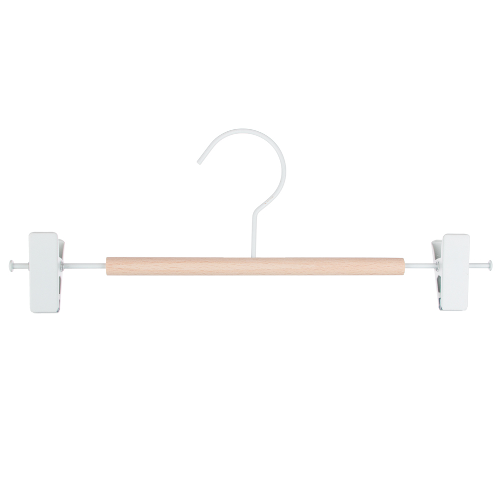 VETTA Вешалка металлическая для брюк/юбок с клипсами, бамбуковая перекладина, 30см, арт.№ 456-104