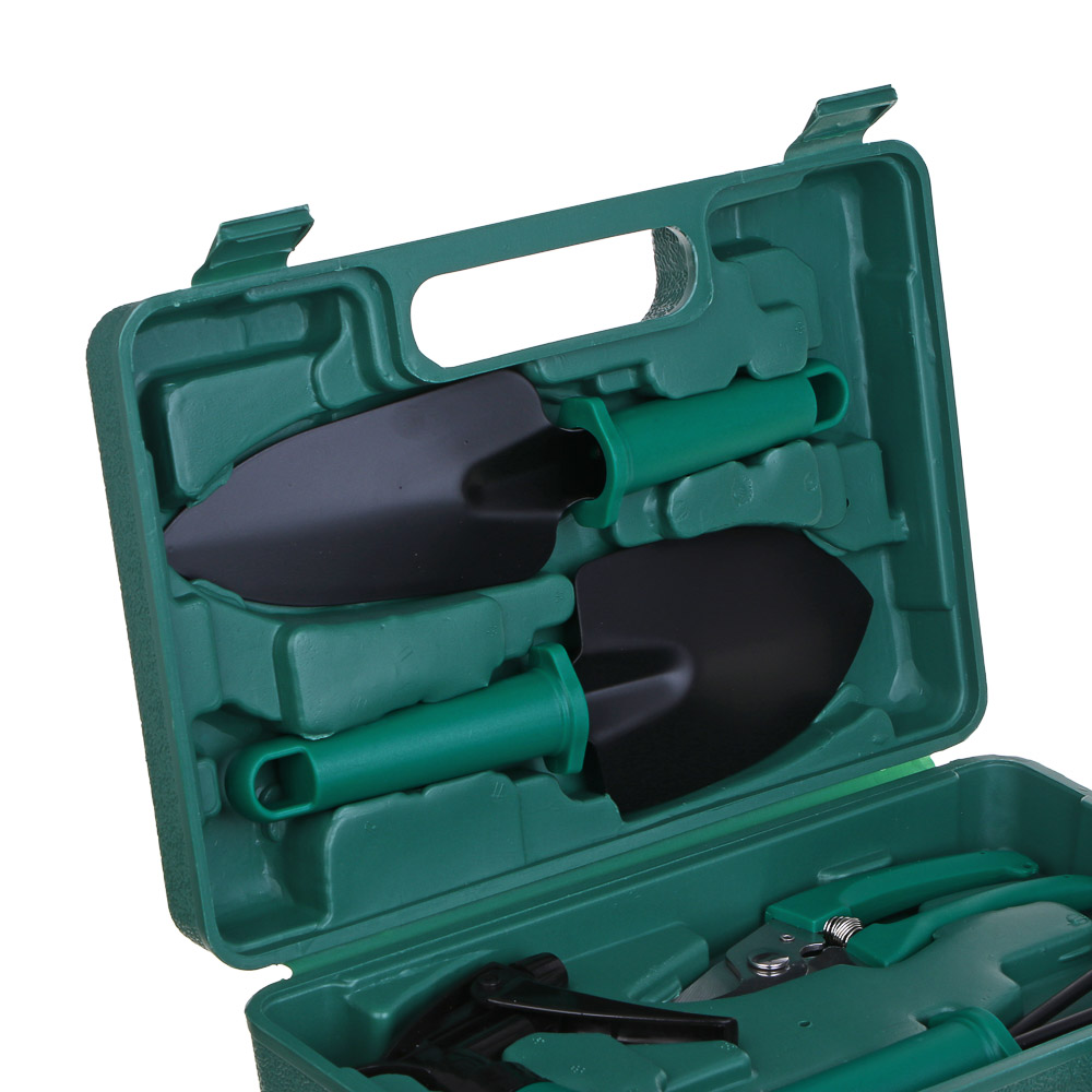 INBLOOM Набор садового инструмента (лопатка 2 шт., рыхлитель, секатор, пульверизатор), чемодан, PP, металл, арт.№ 181-104