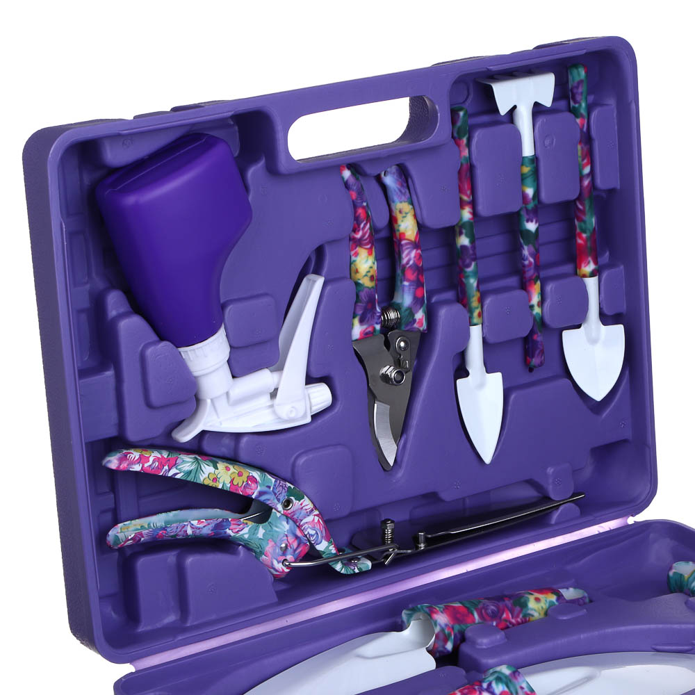 INBLOOM Набор инструмента (лопатка 4 шт., серп, грабли, секатор, ножницы, пульверизатор, рыхлитель) РР, металл, арт.№ 181-106