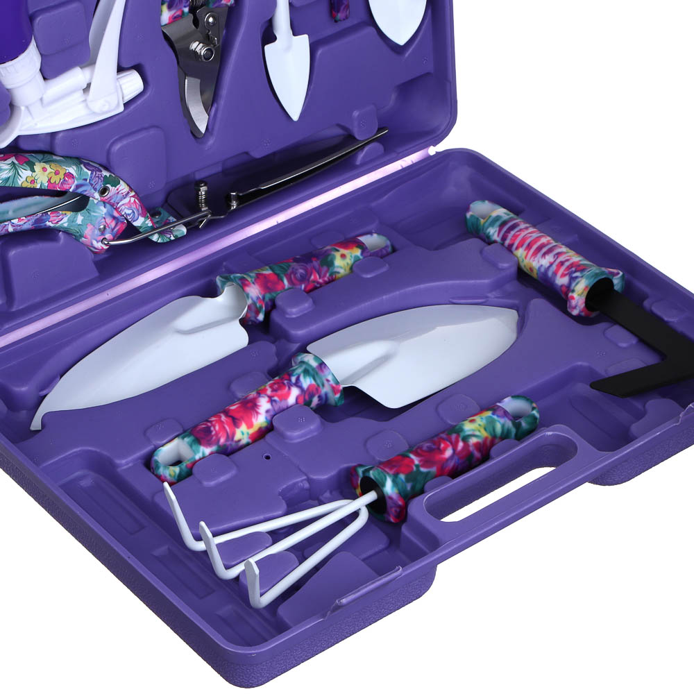 INBLOOM Набор инструмента (лопатка 4 шт., серп, грабли, секатор, ножницы, пульверизатор, рыхлитель) РР, металл, арт.№ 181-106