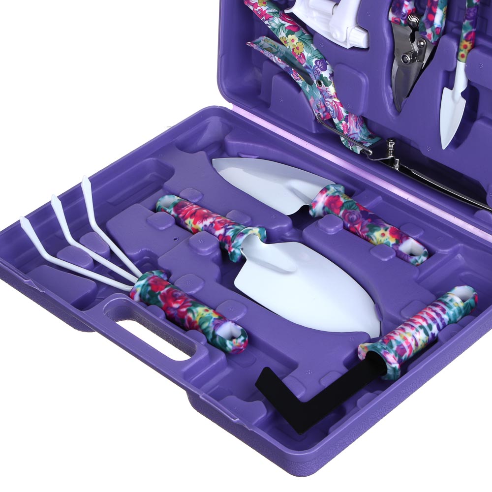 INBLOOM Набор инструмента (лопатка 4 шт., серп, грабли, секатор, ножницы, пульверизатор, рыхлитель) РР, металл, арт.№ 181-106