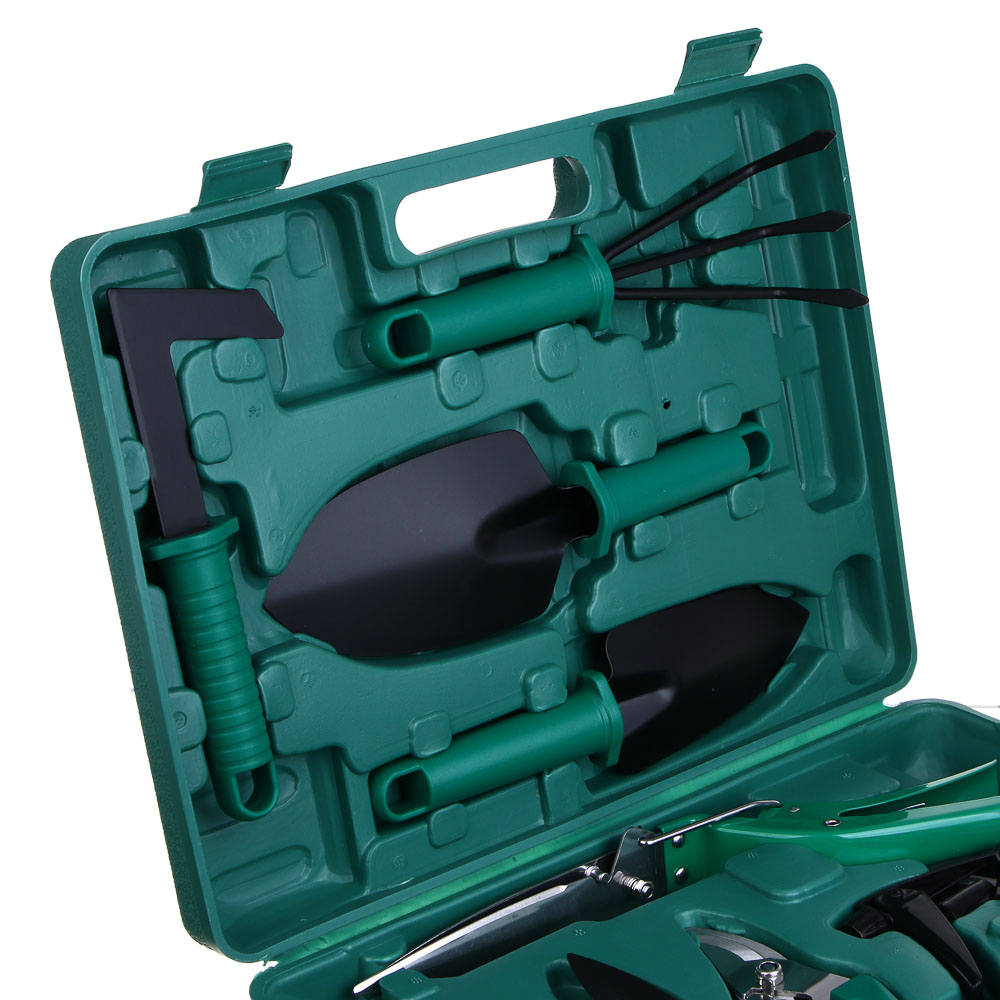 INBLOOM Набор инструмента (лопатка 4 шт., серп, грабли, секатор, ножницы, пульверизатор, рыхлитель) РР, металл, арт.№ 181-107