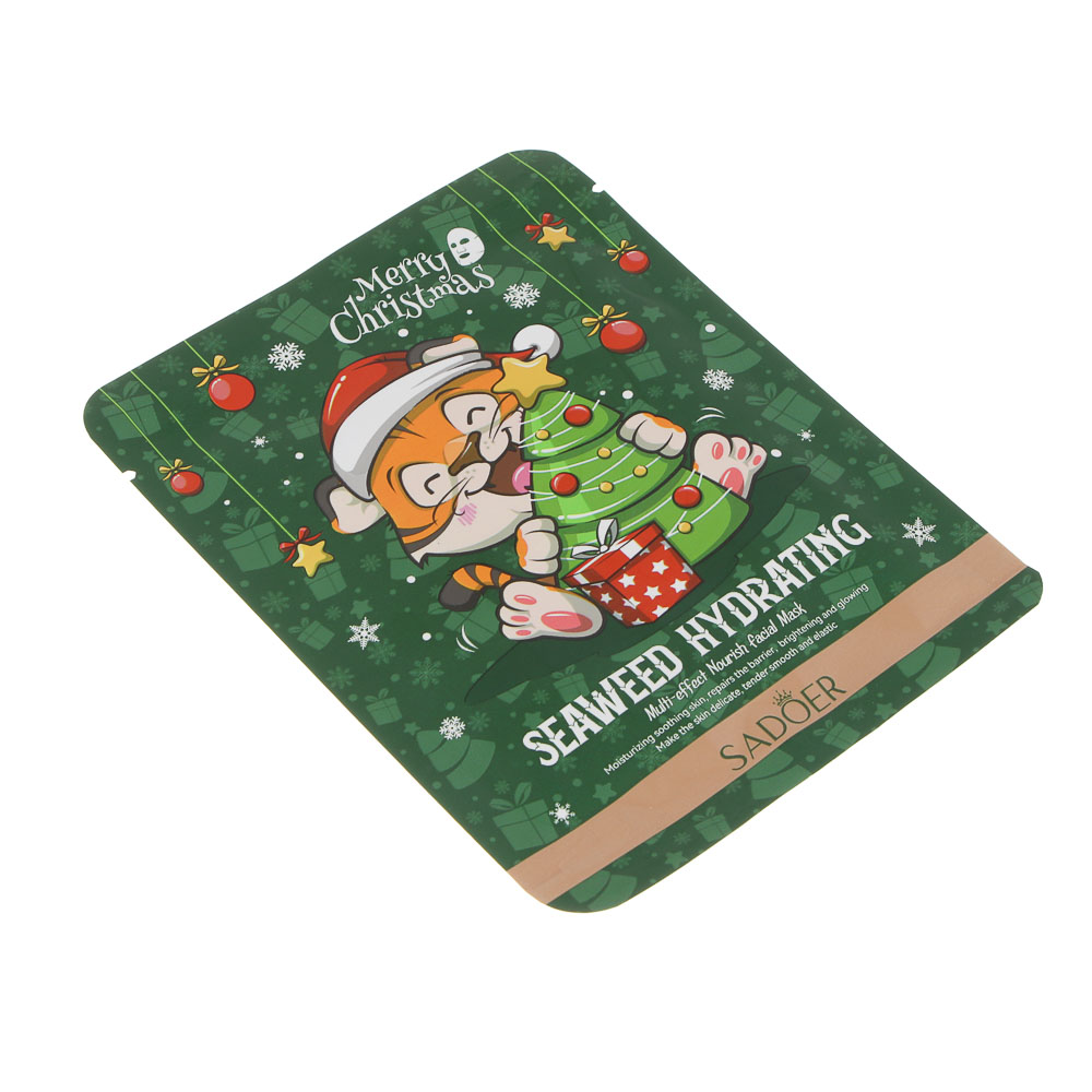 Маска для лица тканевая увлажняющая с морскими водорослями тм SADOER Merry Xmas, 25 гр, арт.№ 022-175