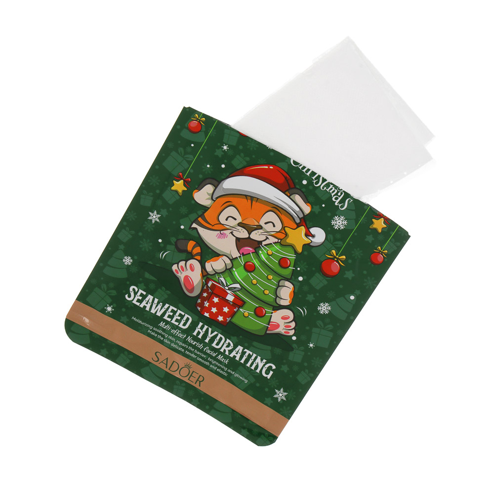 Маска для лица тканевая увлажняющая с морскими водорослями тм SADOER Merry Xmas, 25 гр, арт.№ 022-175