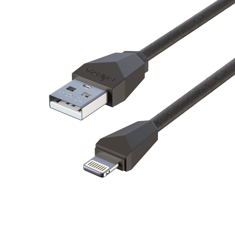 Кабель для зарядки USB(A)-iP FORZA Комфорт, 1м, 1А, PVC, прорезиненный, 5 цветов, пакет, арт.№ 443-028