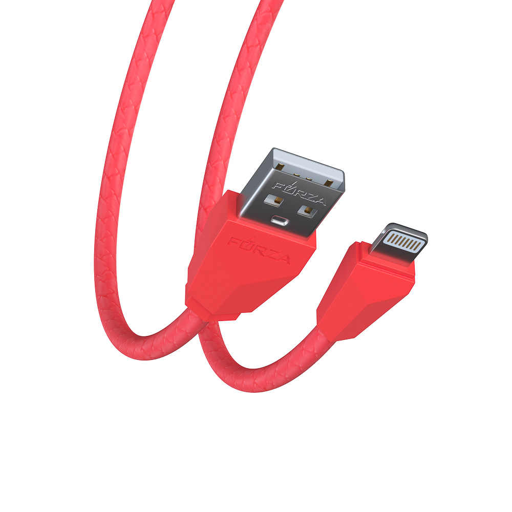 Кабель для зарядки USB(A)-iP FORZA Комфорт, 1м, 1А, PVC, прорезиненный, 5 цветов, пакет, арт.№ 443-028