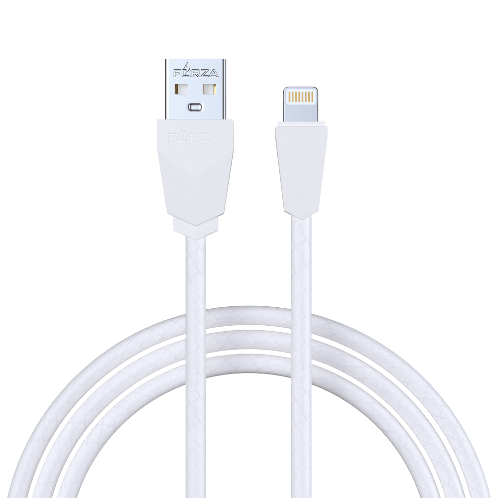 Кабель для зарядки USB(A)-iP FORZA Комфорт, 1м, 1А, PVC, прорезиненный, 5 цветов, пакет, арт.№ 443-028