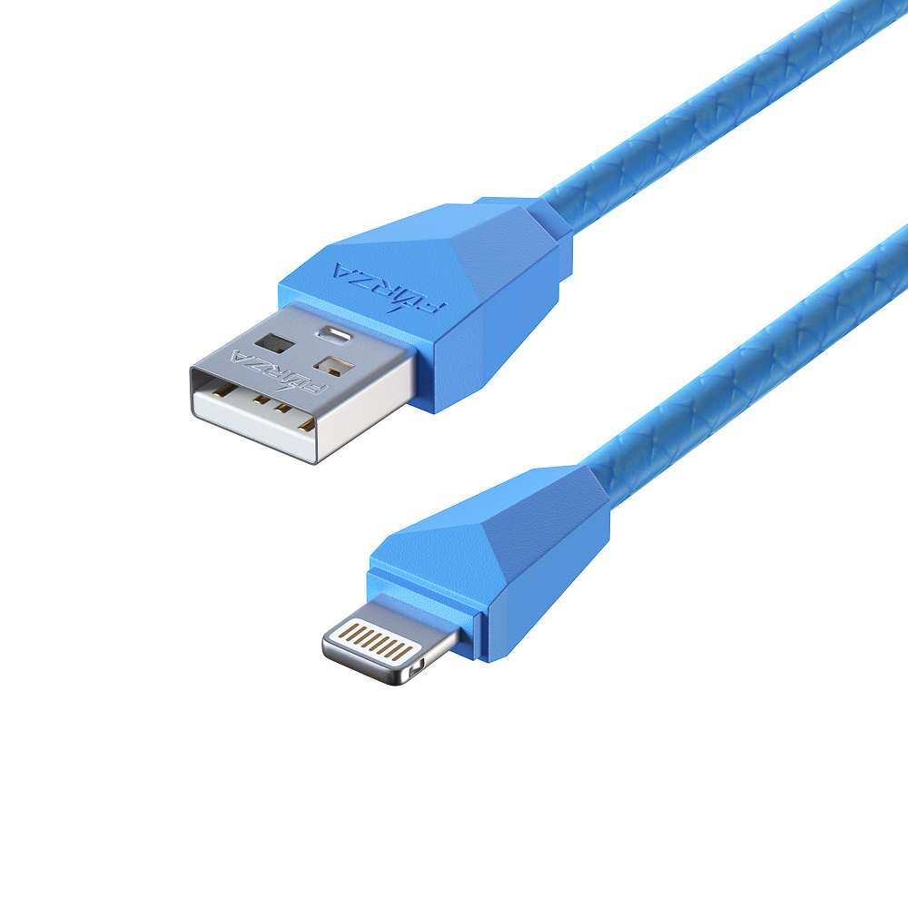 Кабель для зарядки USB(A)-iP FORZA Комфорт, 1м, 1А, PVC, прорезиненный, 5 цветов, пакет, арт.№ 443-028