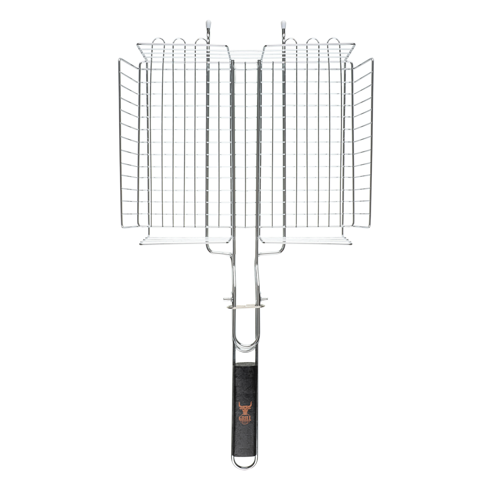 Решётка гриль хром со съёмной ручкой тм GRILLBOOM, 57x30x24, глубина 5см, хромированная сталь, арт.№ 104-047