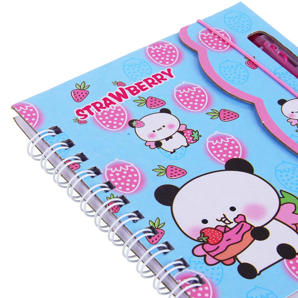 Записная книжка на резинке, с ручкой, на спирали, 11x13см, 50л, 4 дизайна, Клубнички, арт.№ 574-067