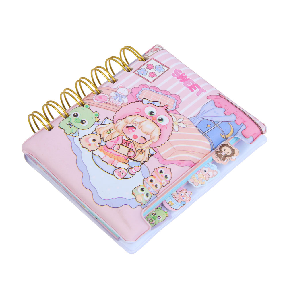 Записная книжка на спирали, с фигурной вырубкой, 9x11см, 60 л., обложка-мялка, 4 дизайна, Кавайи, арт.№ 574-068