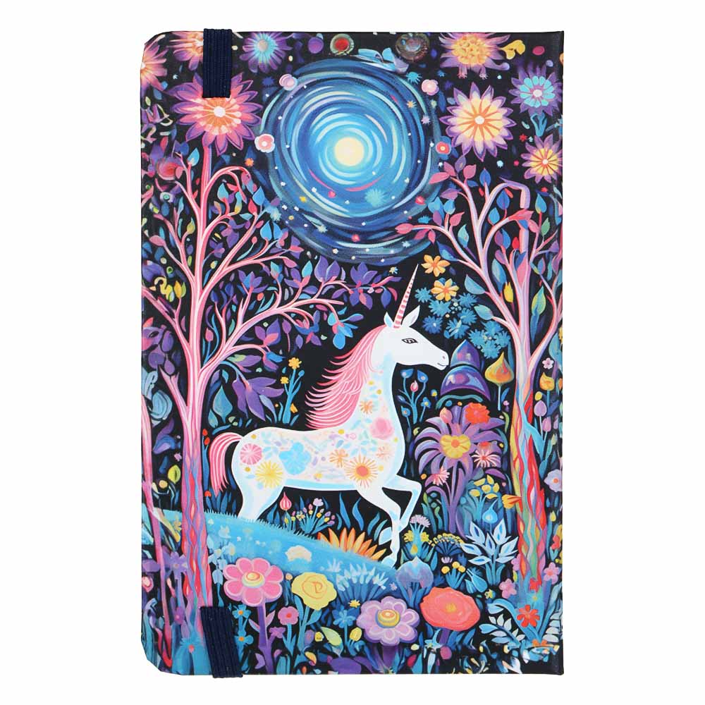 Записная книжка на резинке, А6, 9х14см, 80 л., цветной срез, закладка-лента, Единороги, 4 дизайна, арт.№ 574-070