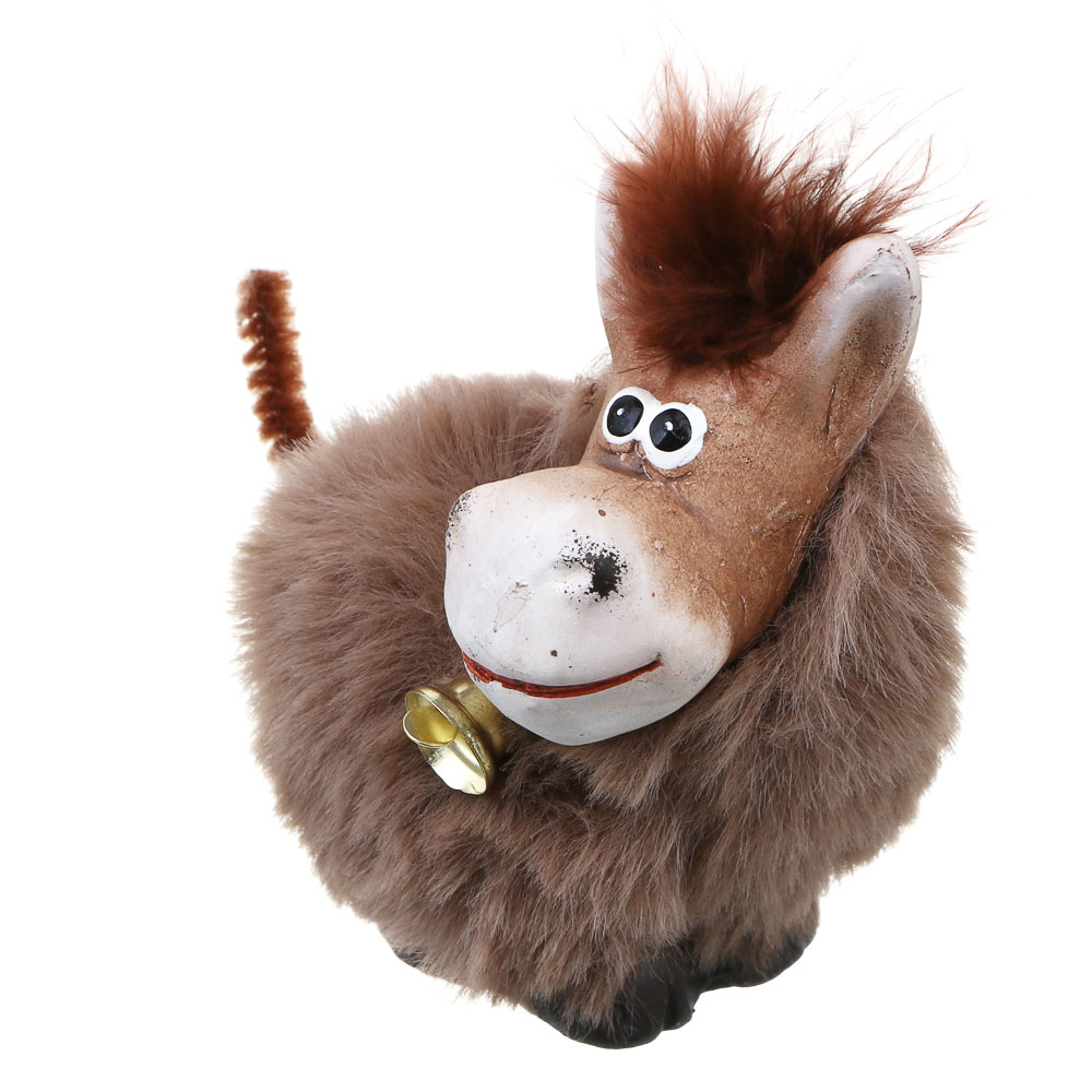 СНОУ БУМ Фигурка лошади 5.8x4.5x8 см, керамика, искусственный мех, арт.№ 398-869