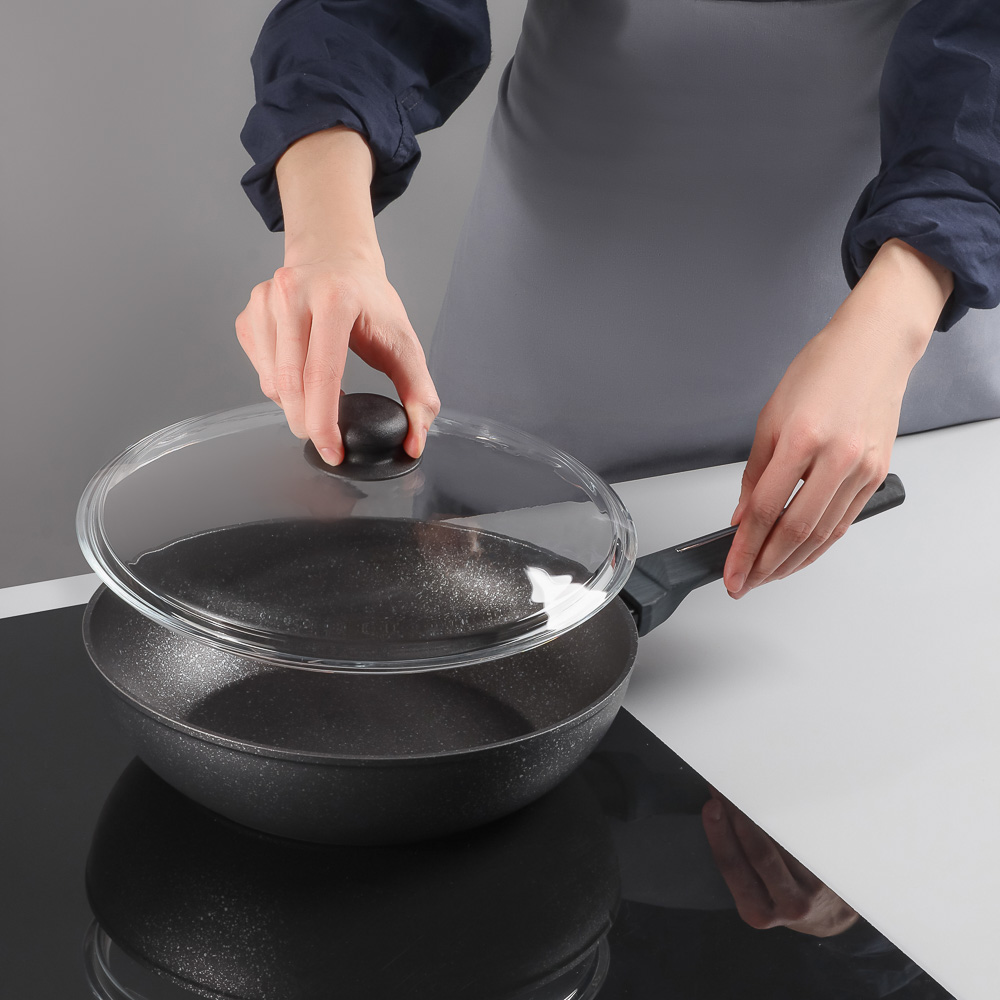 SATOSHI Крышка стеклянная безободковая с ручкой 28см, арт.№ 848-318