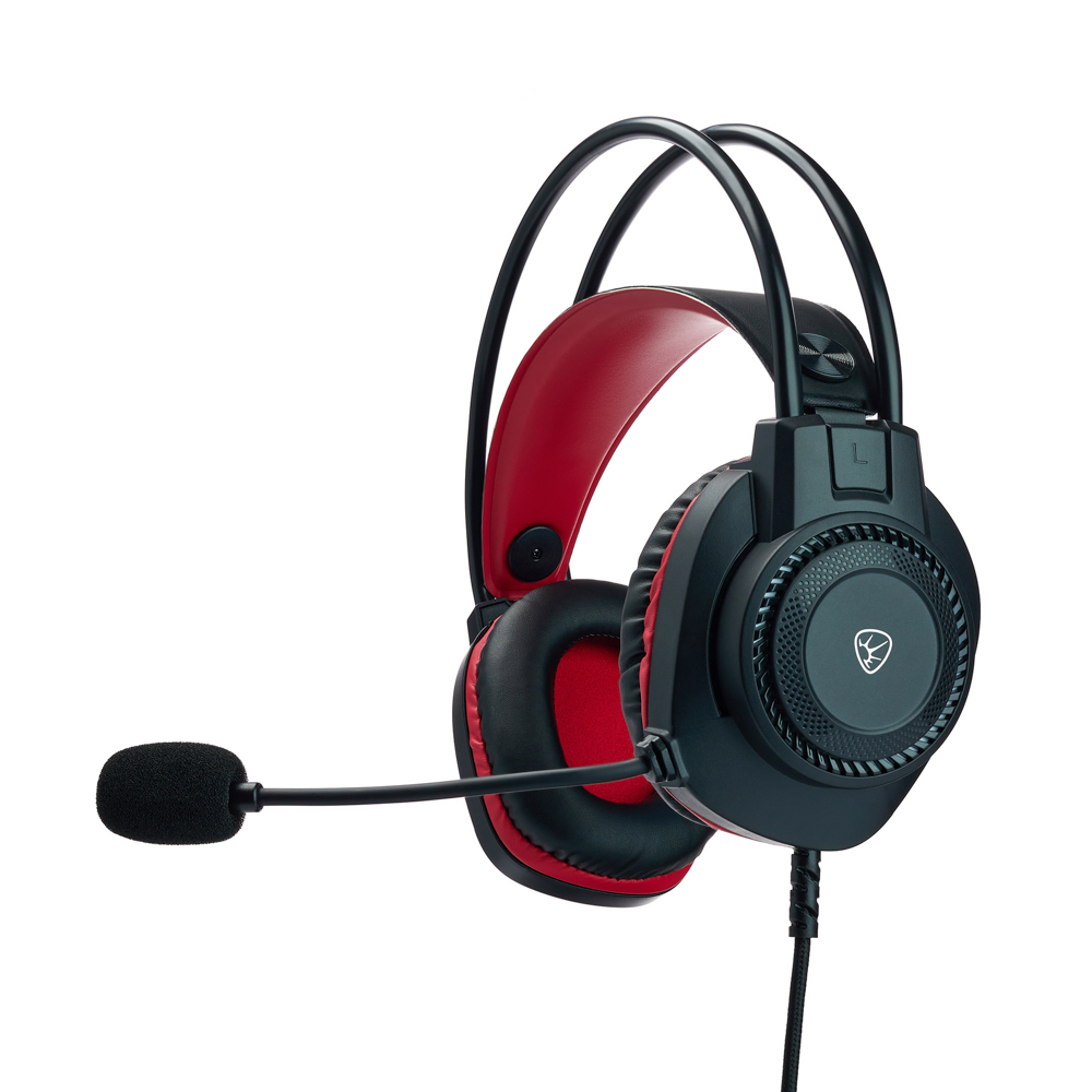 Наушники проводные с микрофоном игровые BY Сabasset 3.5мм 4pin-SPK+MIC 3,2 м, красные, арт.№ 410-080