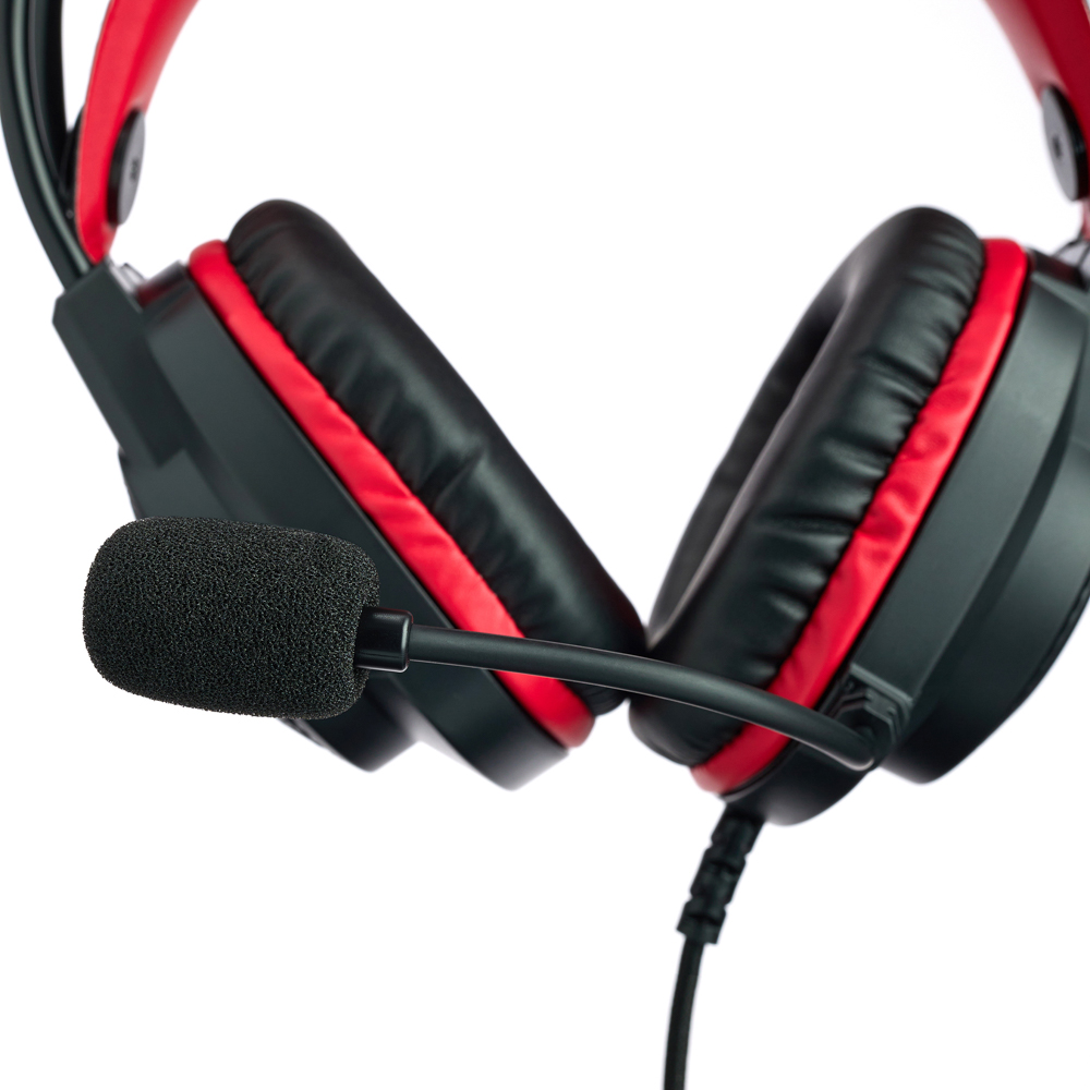 Наушники проводные с микрофоном игровые BY Сabasset 3.5мм 4pin-SPK+MIC 3,2 м, красные, арт.№ 410-080