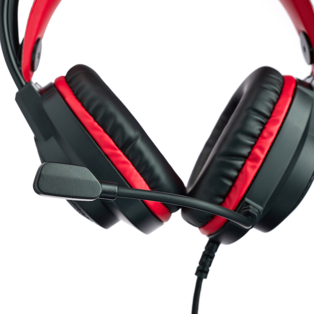 Наушники проводные с микрофоном игровые BY Сabasset 3.5мм 4pin-SPK+MIC 3,2 м, красные, арт.№ 410-080