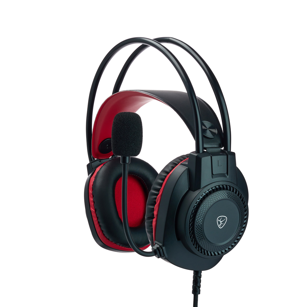 Наушники проводные с микрофоном игровые BY Сabasset 3.5мм 4pin-SPK+MIC 3,2 м, красные, арт.№ 410-080