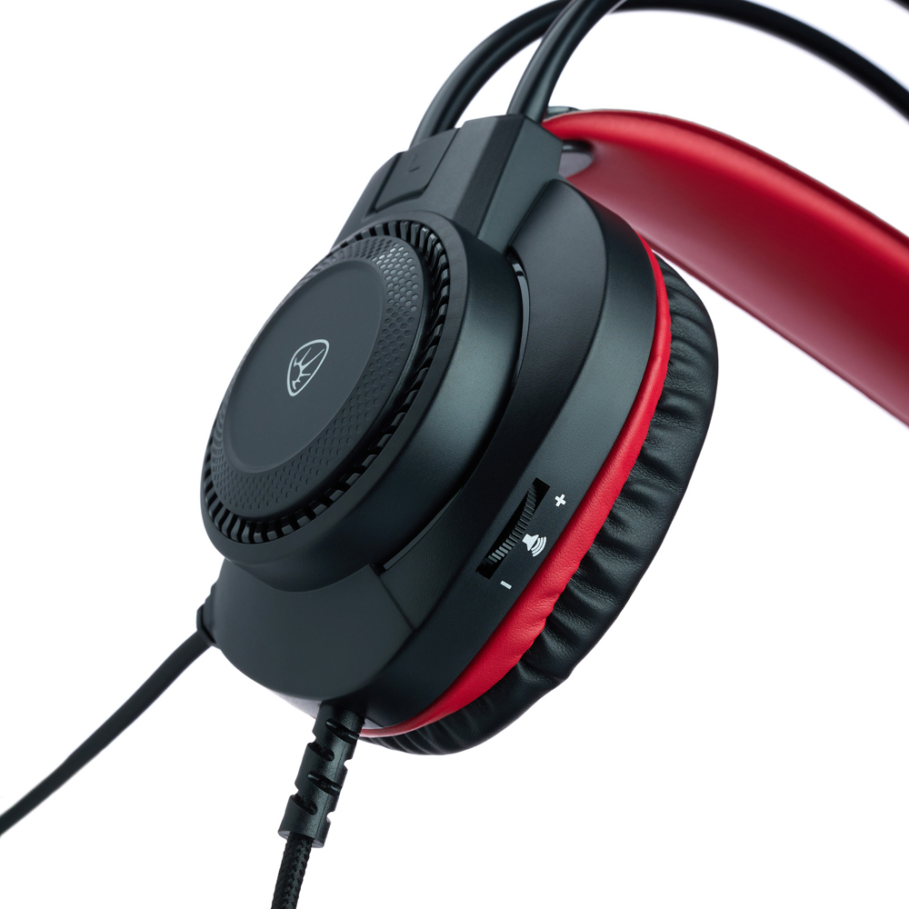 Наушники проводные с микрофоном игровые BY Сabasset 3.5мм 4pin-SPK+MIC 3,2 м, красные, арт.№ 410-080