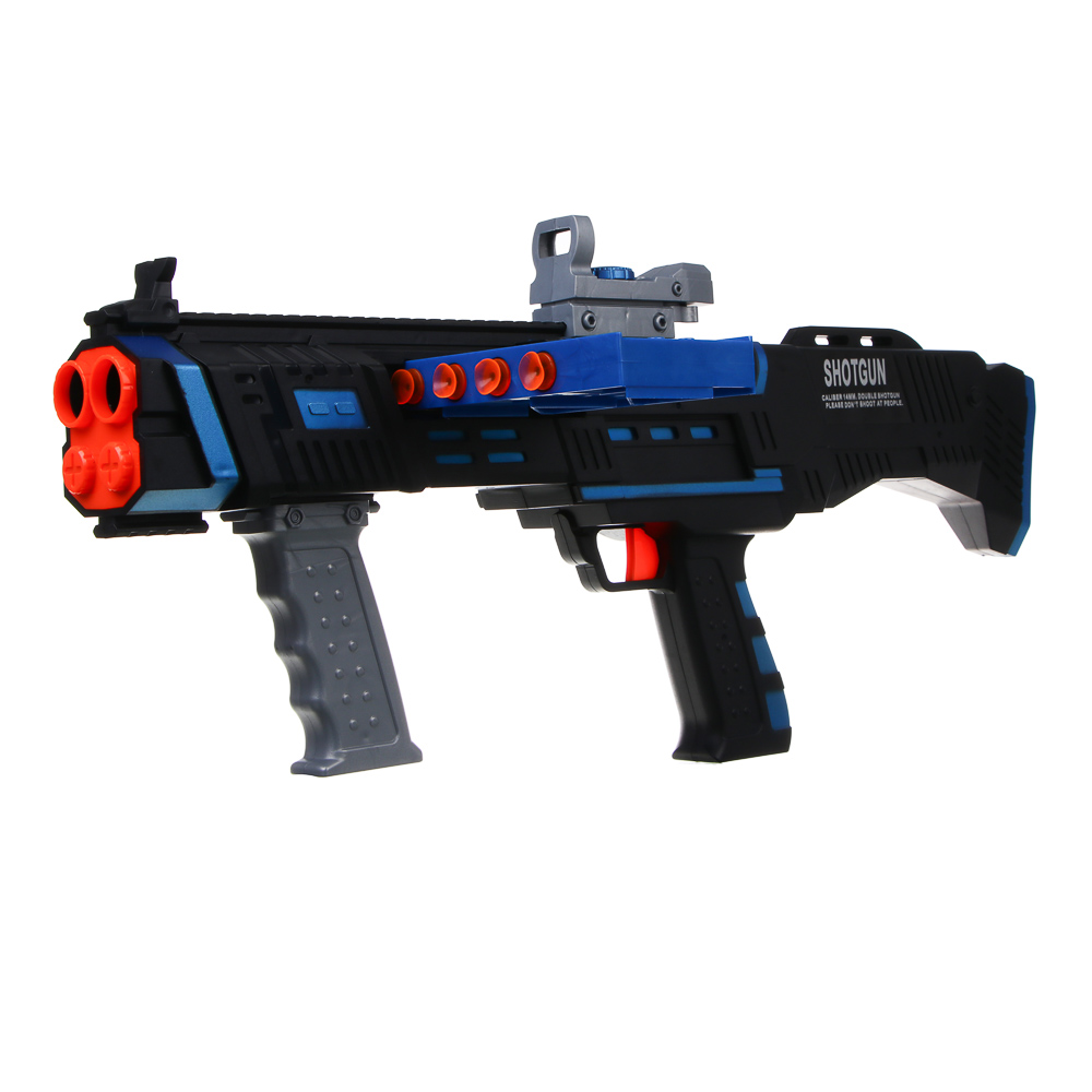 ИГРОЛЕНД Автомат "Двойной удар", стреляет мягкими пулями, 8 шт, ЭВА, ПП, 50,5х7х19,6 см, арт.№ 261-789