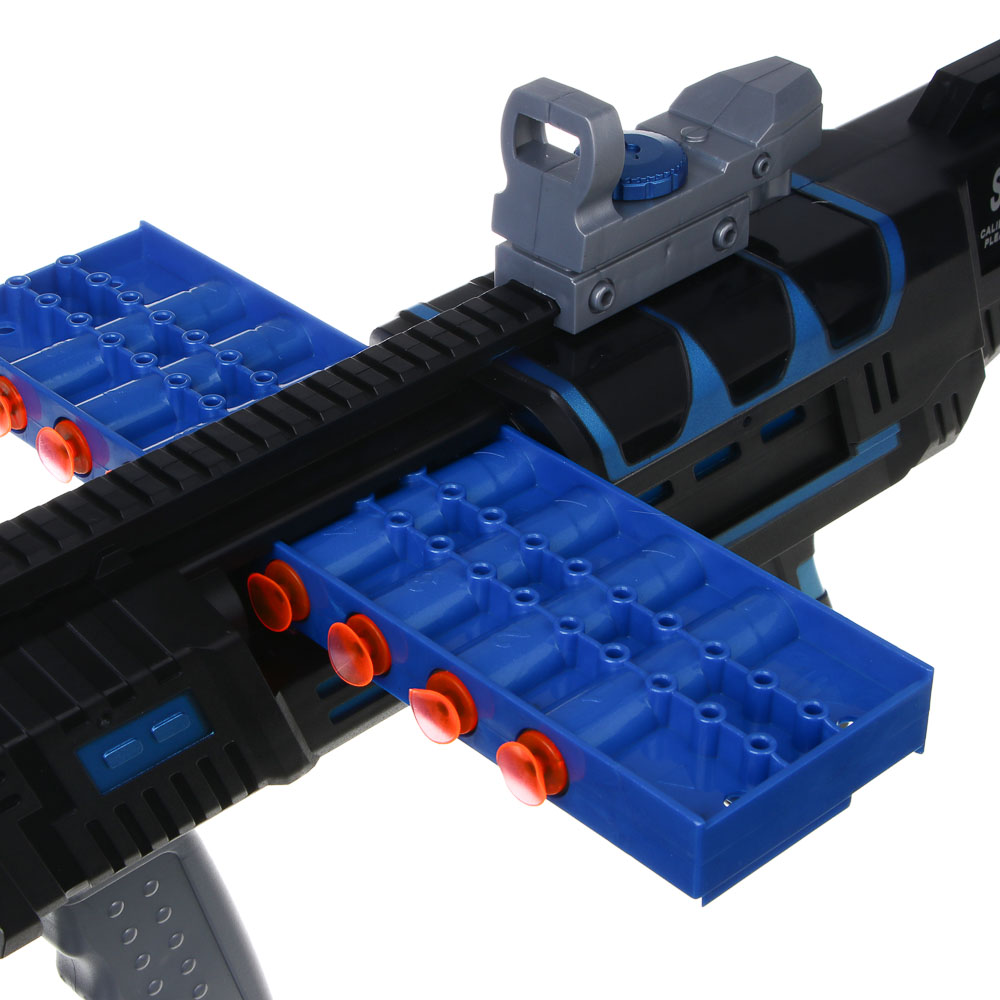 ИГРОЛЕНД Автомат "Двойной удар", стреляет мягкими пулями, 8 шт, ЭВА, ПП, 50,5х7х19,6 см, арт.№ 261-789