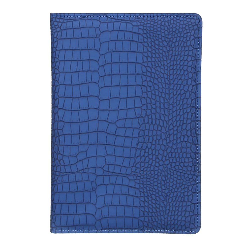Ежедневник недатир."Кроко" А5, 320стр, тверд.обл.с поролоном, ПУ под кожу крокодила, пакет, синий, арт.№ 572-061