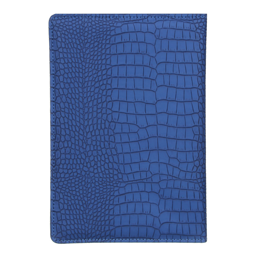 Ежедневник недатир."Кроко" А5, 320стр, тверд.обл.с поролоном, ПУ под кожу крокодила, пакет, синий, арт.№ 572-061