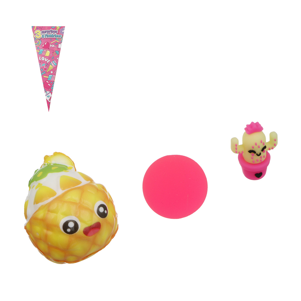 Игрушка сюрприз для девочек (мяч, насадка на карандаш, сквиш), PU, TPR, 15,5х6х6см, 3-6 дизайнов, арт.№ 295-305