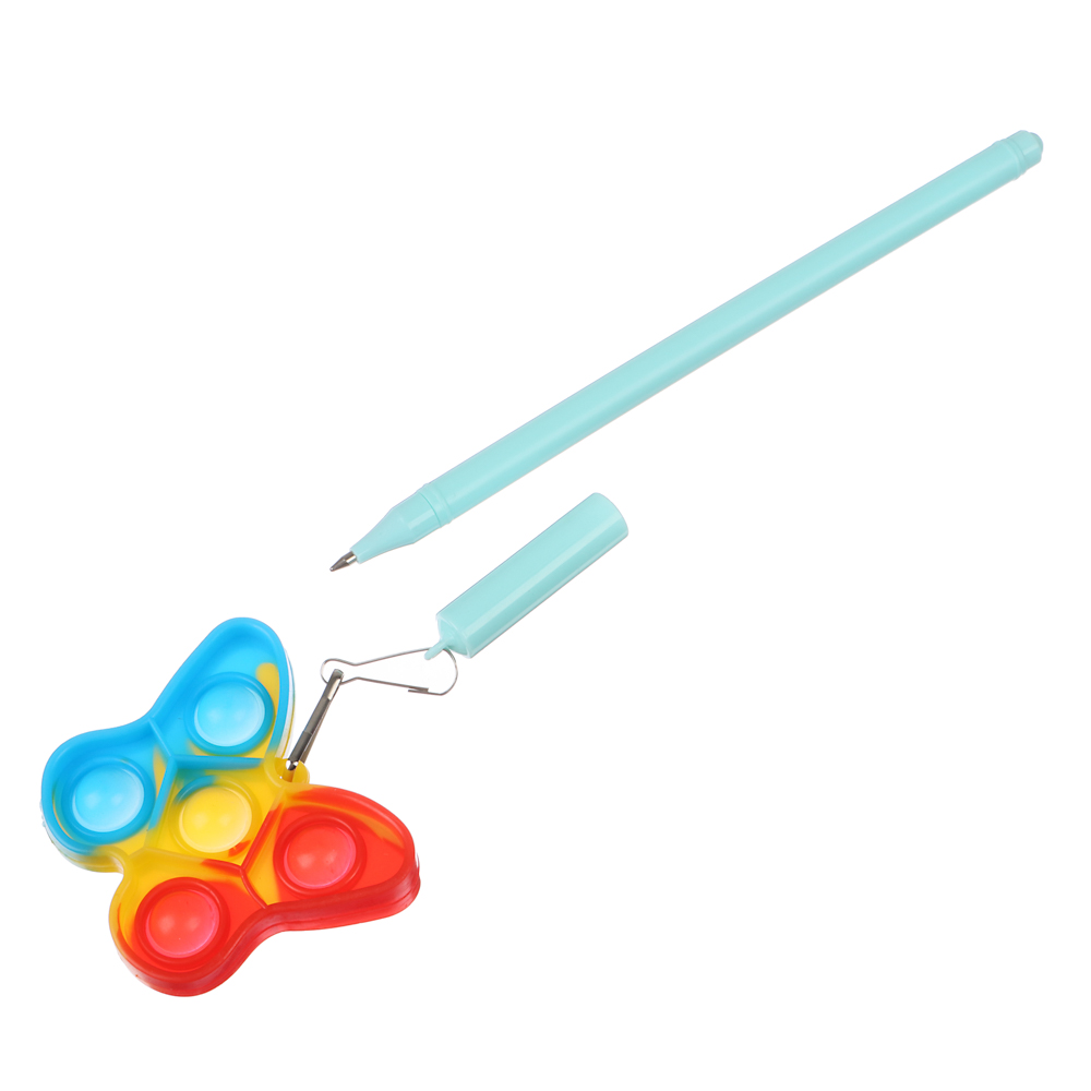Ручка шариковая с брелоком с эффектом поп-ит, синяя, корпус 16,8 см, пластик, пакет, 4 дизайна, арт.№ 591-160