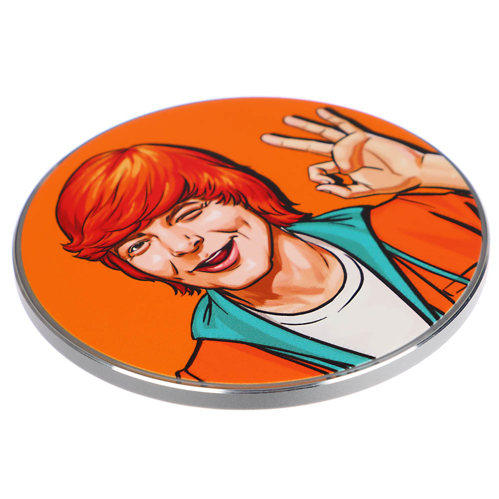 Рыжий Беспроводное зарядное устройство Qi, LED подсветка, 10W, D10см, арт.№ 916-298