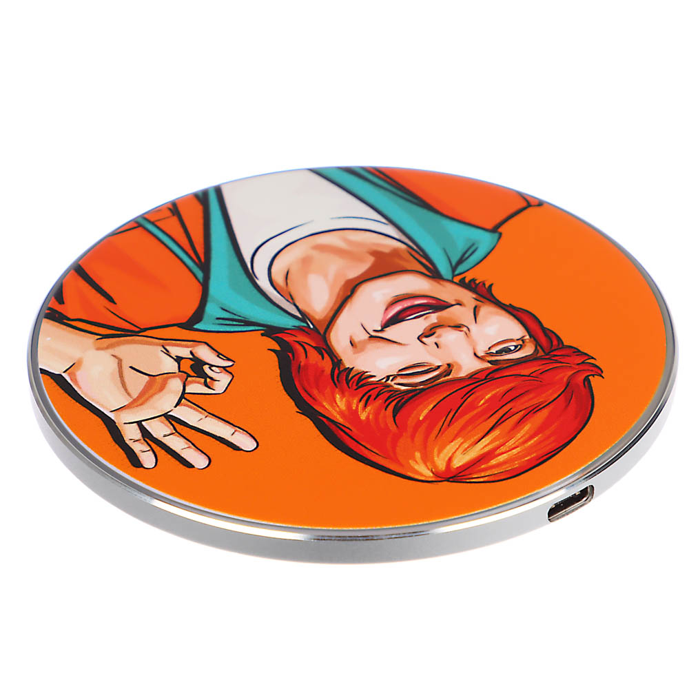 Рыжий Беспроводное зарядное устройство Qi, LED подсветка, 10W, D10см, арт.№ 916-298