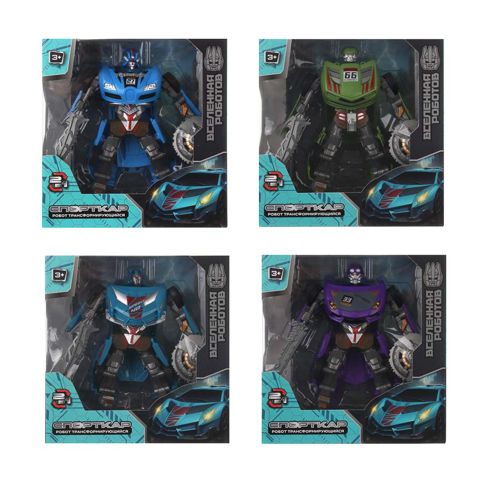 ИГРОЛЕНД Робот трансформирующийся "Спорткар",  PP, 19х19,5х7,5 см, 4 дизайна, арт.№ 296-133