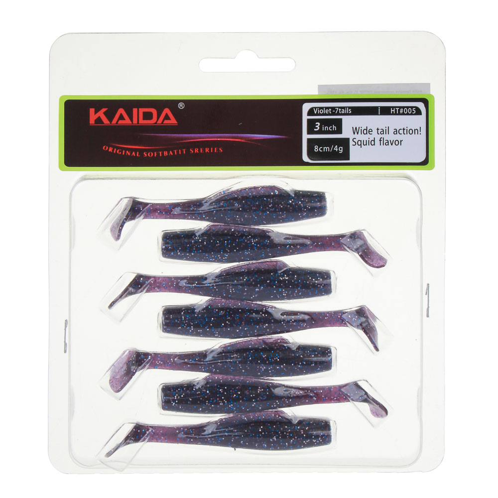 KAIDA Приманка силиконовая РИППЕР 3", 8см, 4гр, HT005, 7шт, арт.№ 145-269