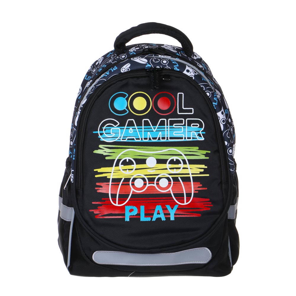 КУЛ ГЕЙМЕР Рюкзак школьный полужесткий 37х28х14см, 3 отд., 2 карм., жесткое дно, эргон.спинка, ПЭ, арт.№ 254-810