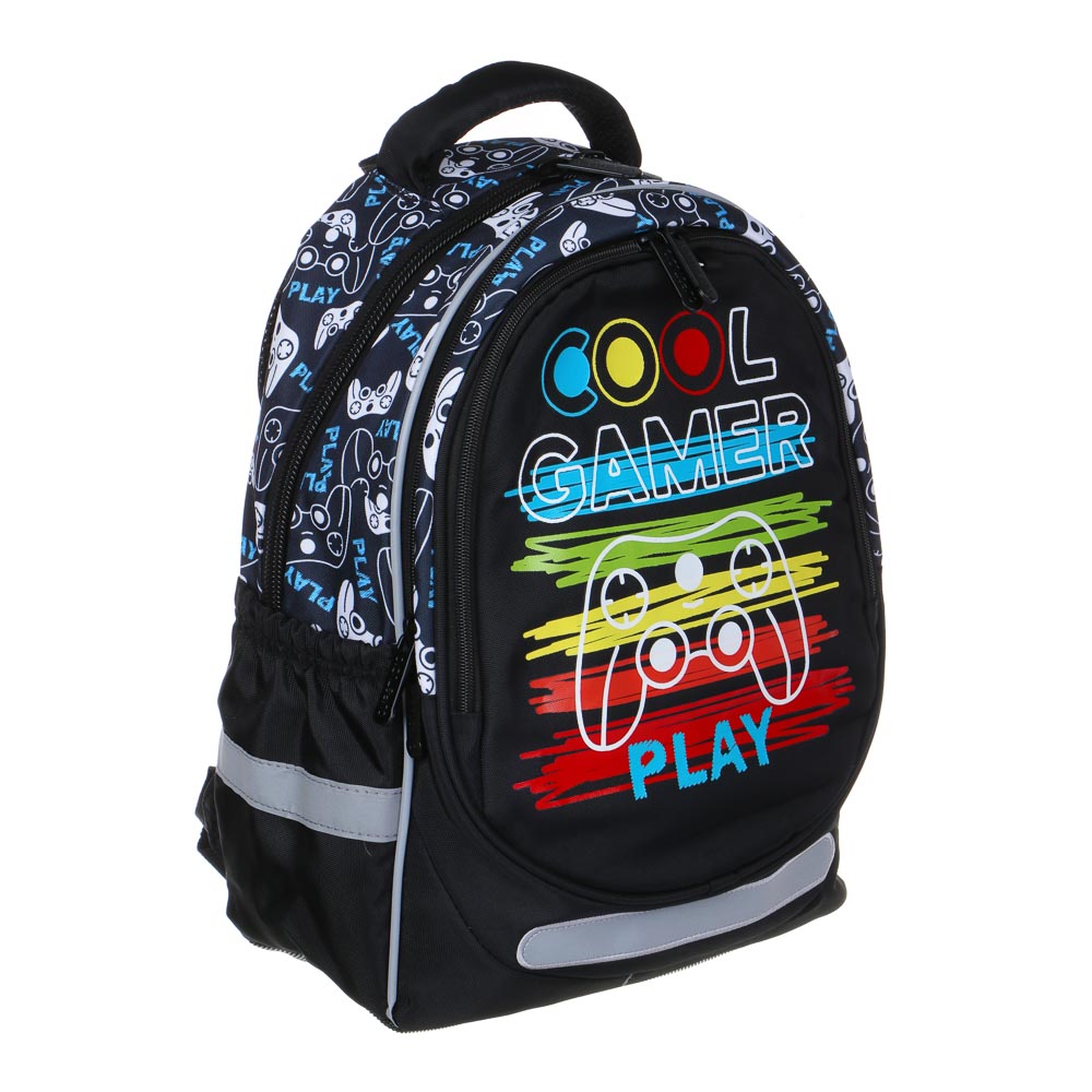 КУЛ ГЕЙМЕР Рюкзак школьный полужесткий 37х28х14см, 3 отд., 2 карм., жесткое дно, эргон.спинка, ПЭ, арт.№ 254-810