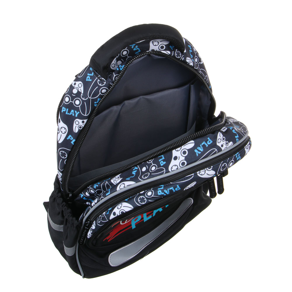 КУЛ ГЕЙМЕР Рюкзак школьный полужесткий 37х28х14см, 3 отд., 2 карм., жесткое дно, эргон.спинка, ПЭ, арт.№ 254-810