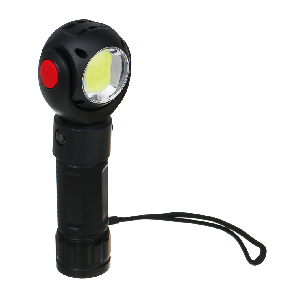 ЕРМАК Фонарь рабочий,T6+COB,7 режимов, алюминий, пластик, съемный аккум.1х18650, 3хAAA,красный свет, арт.№ 225-008